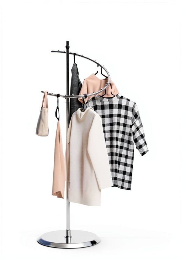 CUHMRODA Iron Rotating Garment Rack BH-014N Chrome Heavy Duty Space-3