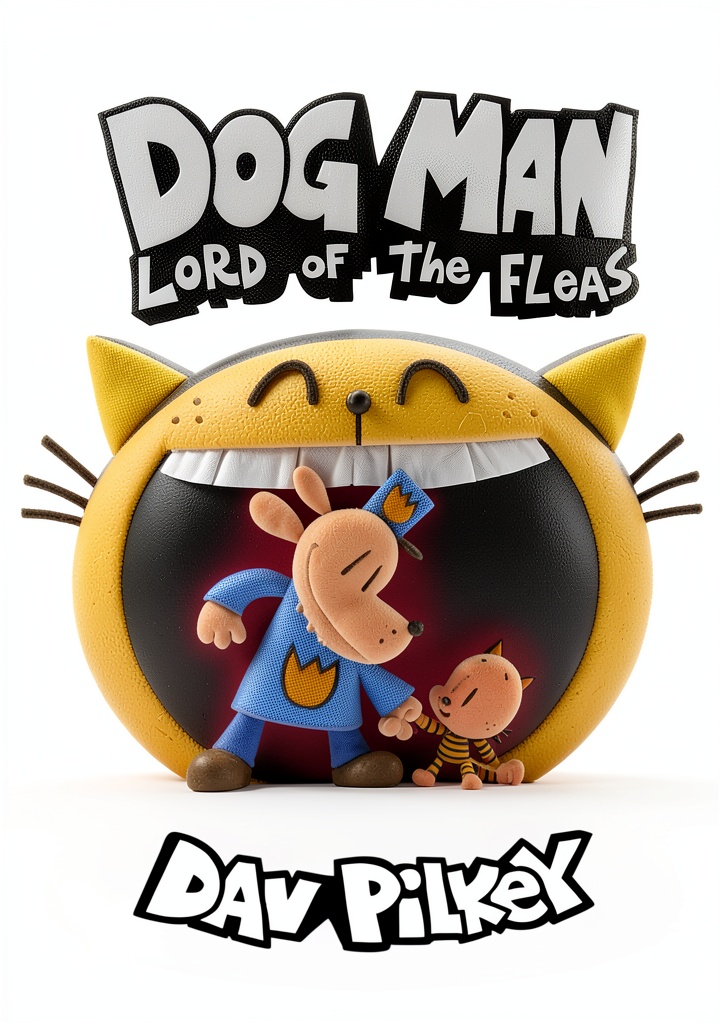 Installing Dog Man Book 5 Illustrated Edition by Graphix Superhero Graphic Novel on a wooden desk