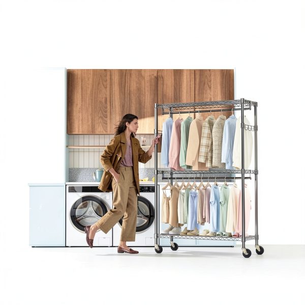 IZEUK Heavy Duty Black Garment Rack Model Z1 3‑Tier with Rods-6