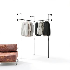 pamo Industrial Wall Mounted Clothing Rack 3 Edge Black Heavy Duty-0
