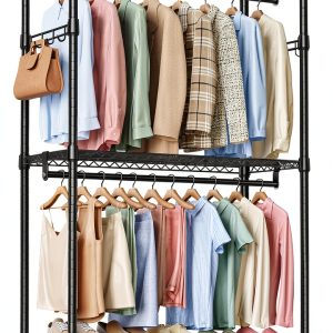 IZEUK Heavy Duty Black Garment Rack Model Z1 3‑Tier with Rods-0