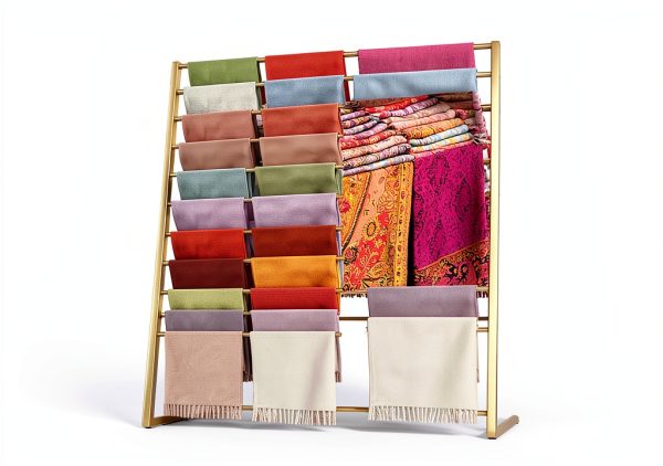 BIFCIOFH Gold Metal Scarf Rack Stand 10 Shelf Organizer 120cm-6