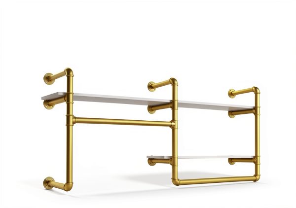 Industrial Closet Rack Gold Wall Mounted Shelf by EDCB-1