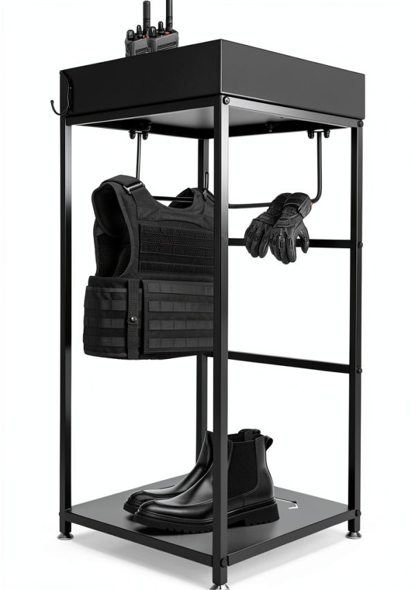 Generic Police Gear Rack Extra Large Black Steel Free‑Standing Rack-1