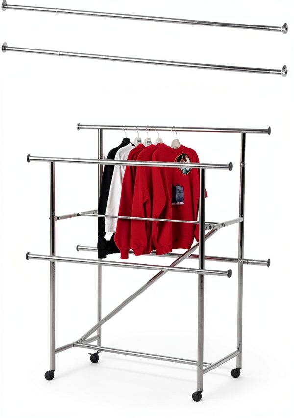 Clothing Rack Bar SSWBasics Chrome 60in Wall Mounted B60175-0