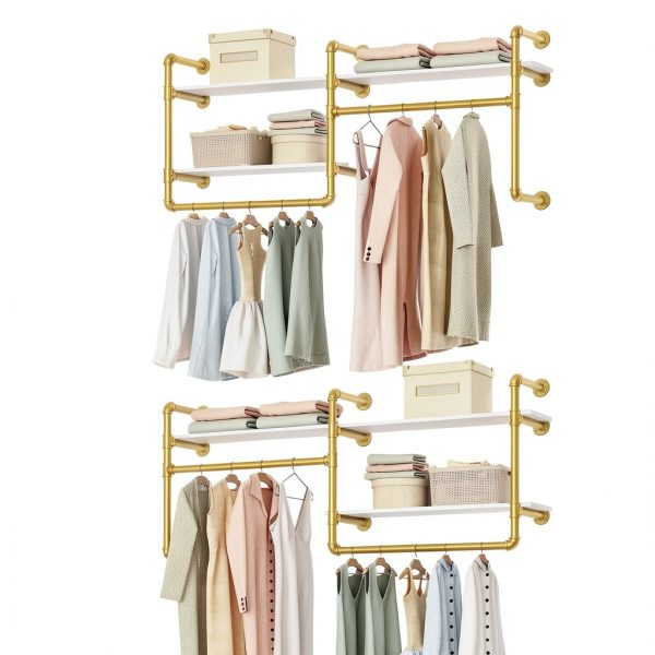 Industrial Closet Rack Gold Wall Mounted Shelf by EDCB-2