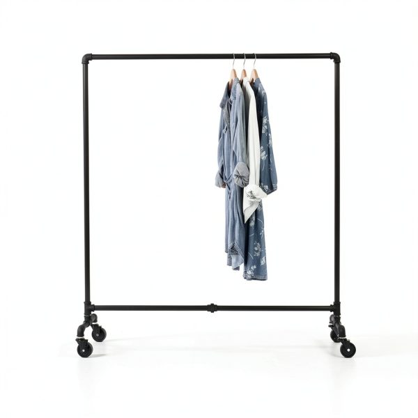 Industrial Pipe Clothing Rack USA Handcrafted Heavy Duty Powder Coated-7