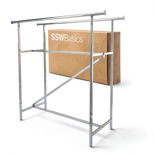 Clothing Rack SSWBasics Chrome Double Rod Retail Store-5