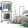 Simple Houseware Double Rod Garment Rack with Wheels Black Metal-1