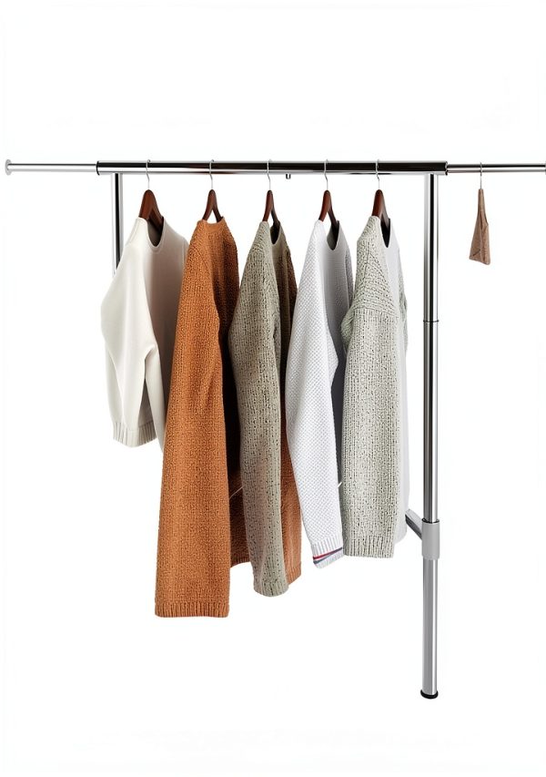 Simple Trending Garment Rack Organizer with Wheels Extendable Chrome-4