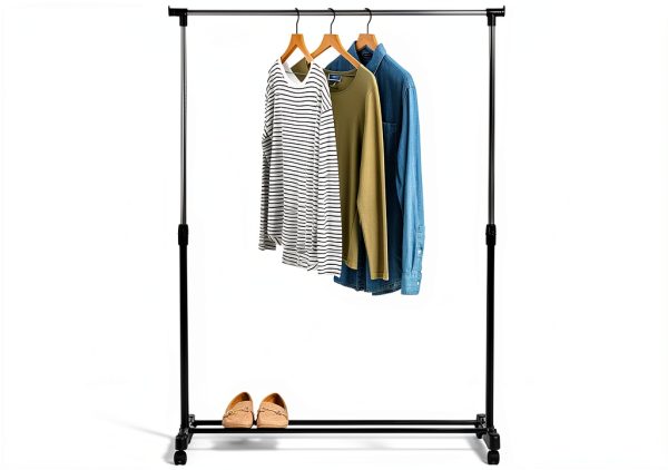 Hobby Lobby Adjustable Clothing Rack, Black/Silver Metal Frame, 36-62.25 inch H, 30 inch W, Rolling, Garment-3
