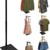 Standing Clothes Rack, 21" - 36" Height Adjustable Clothes Hanger Rack Stand, Metal Clothes Rack, Clothing Display Rack, Garment Display Stand for Thrift Shops and Retail Store, Black, 1Pack-0