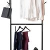 Simple Houseware Double Rod Garment Rack with Wheels Black Metal-6