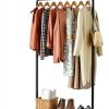 Clothes Rack - Clothing Rack with Wheels, Multi-Functional Clothing Racks for Hanging Clothes and Shoes, Large Capacity Garment Rack for Bedroom, Living Room and Office, Black, Medium-4