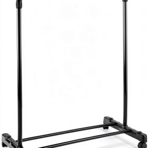 Hobby Lobby Adjustable Clothing Rack, Black/Silver Metal Frame, 36-62.25 inch H, 30 inch W, Rolling, Garment-0