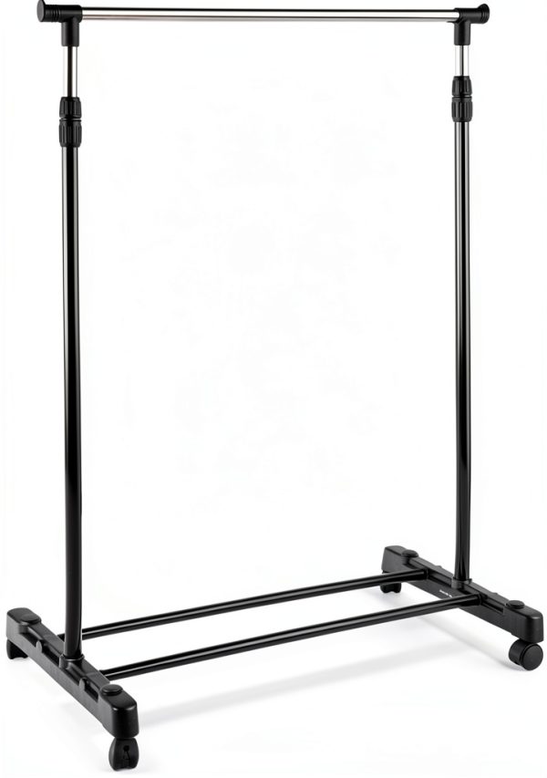 Hobby Lobby Adjustable Clothing Rack, Black/Silver Metal Frame, 36-62.25 inch H, 30 inch W, Rolling, Garment-0