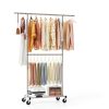 Simple Trending Garment Rack Organizer with Wheels Extendable Chrome-5
