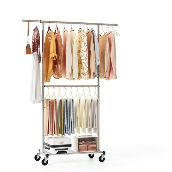 Simple Trending Garment Rack Organizer with Wheels Extendable Chrome-5