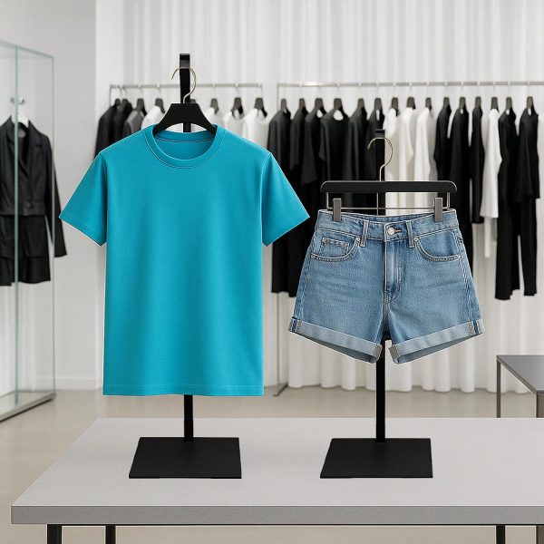 Standing Clothes Rack, 21" - 36" Height Adjustable Clothes Hanger Rack Stand, Metal Clothes Rack, Clothing Display Rack, Garment Display Stand for Thrift Shops and Retail Store, Black, 1Pack-5
