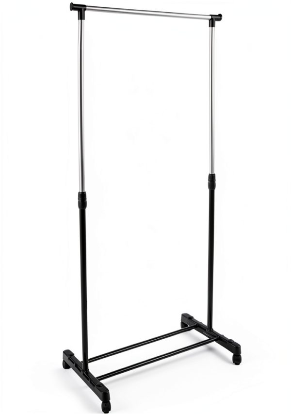 Hobby Lobby Adjustable Clothing Rack, Black/Silver Metal Frame, 36-62.25 inch H, 30 inch W, Rolling, Garment-1