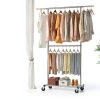 Simple Trending Garment Rack Organizer with Wheels Extendable Chrome-1