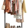 Clothes Rack - Clothing Rack with Wheels, Multi-Functional Clothing Racks for Hanging Clothes and Shoes, Large Capacity Garment Rack for Bedroom, Living Room and Office, Black, Medium-0
