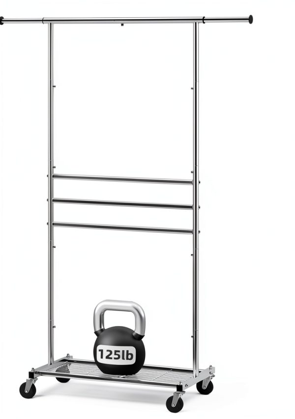 Simple Trending Garment Rack Organizer with Wheels Extendable Chrome-6